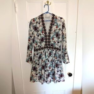 Victoria Road long sleeve fully lined dress floral blue purple red print